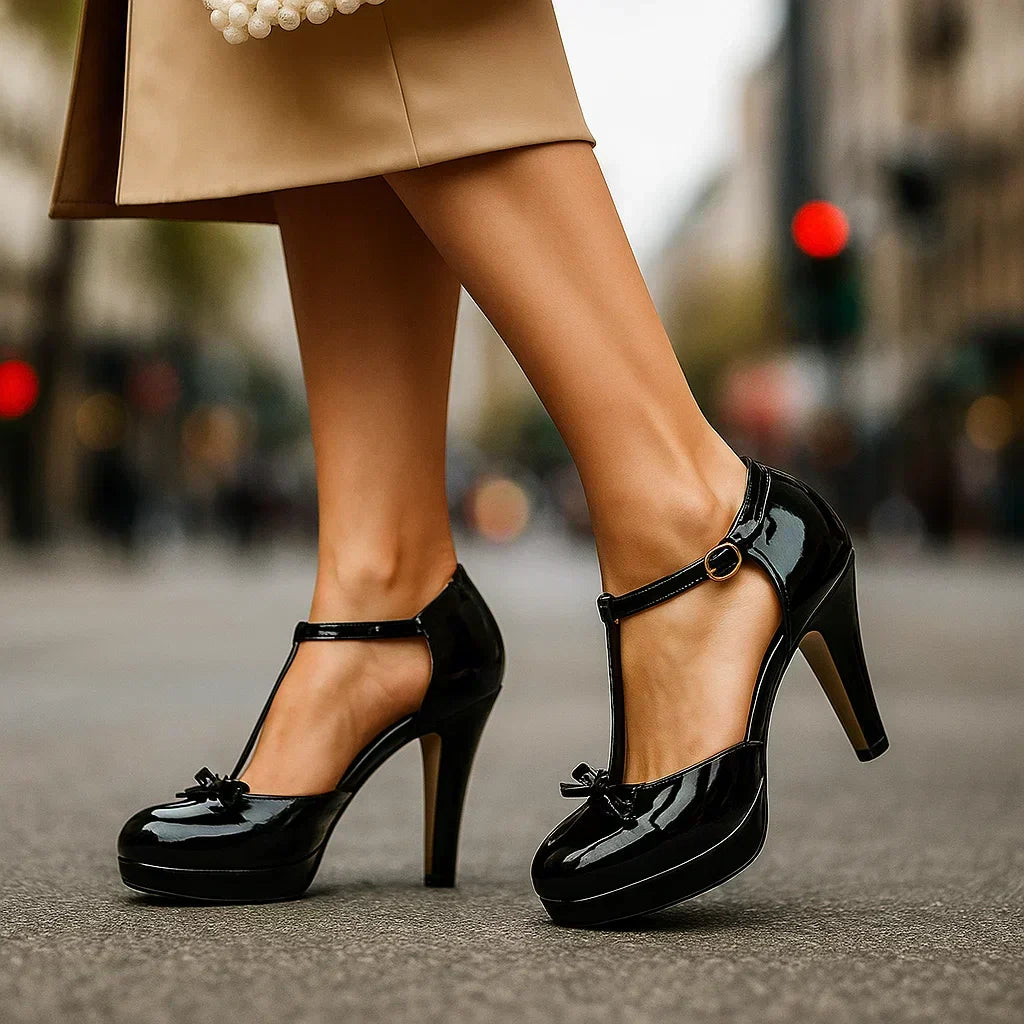 Evie | Women's T-Strap Platform Elegant Heels