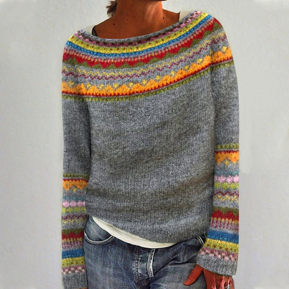 Felicity | Women's Colorful Fair Isle Crewneck Sweater