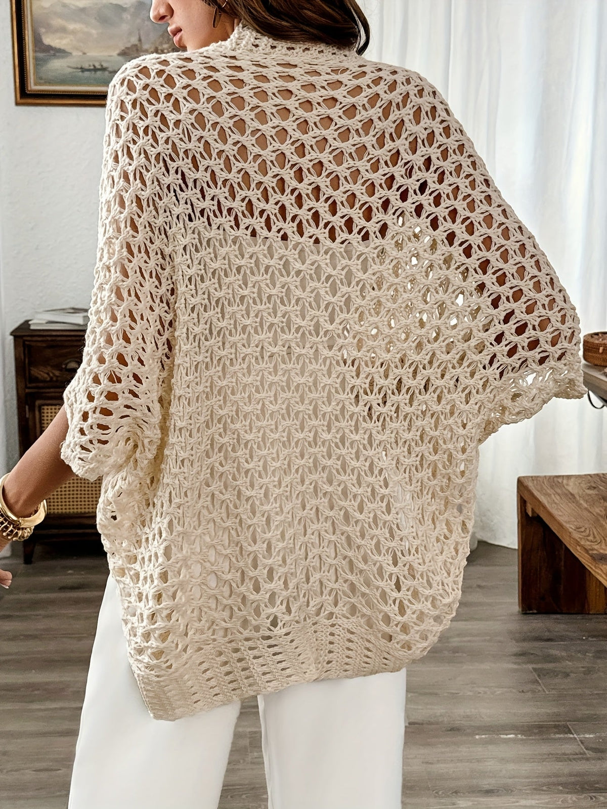 Felicity | Women's Lightweight Crochet Open-Front Cardigan