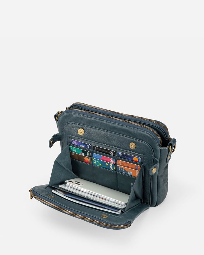 Felicity | Women's Sleek Three-Layer Leather Crossbody Bag