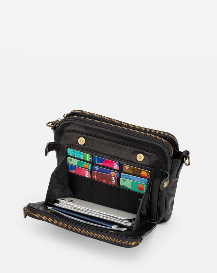 Felicity | Women's Sleek Three-Layer Leather Crossbody Bag
