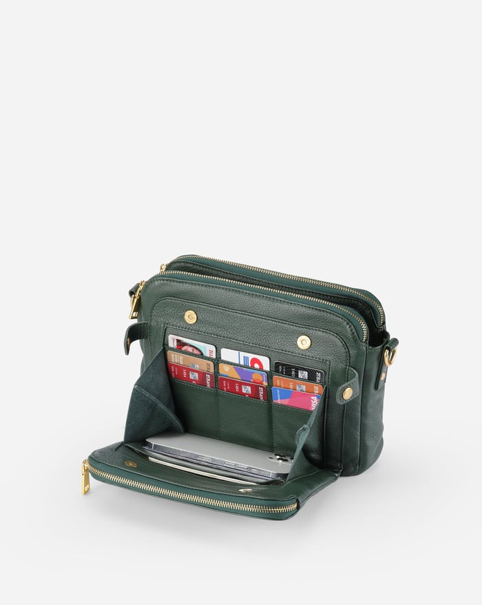 Felicity | Women's Sleek Three-Layer Leather Crossbody Bag