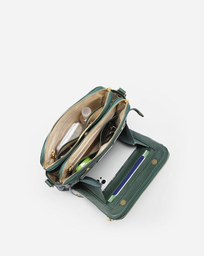 Felicity | Women's Sleek Three-Layer Leather Crossbody Bag
