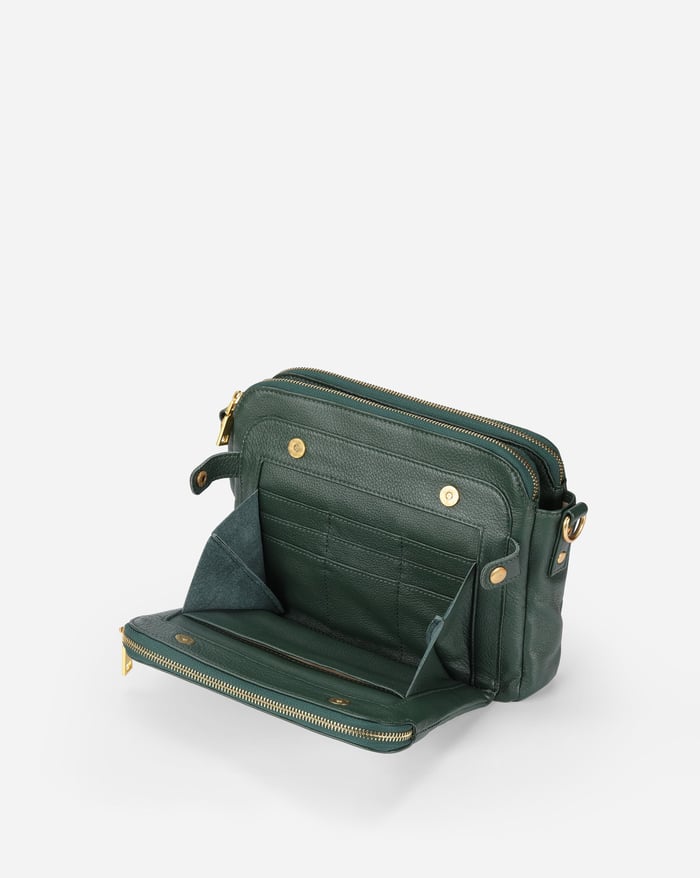 Felicity | Women's Sleek Three-Layer Leather Crossbody Bag