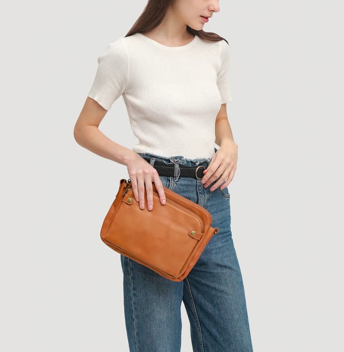 Felicity | Women's Sleek Three-Layer Leather Crossbody Bag