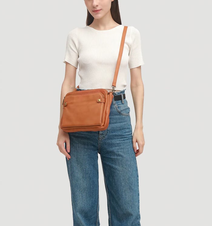 Felicity | Women's Sleek Three-Layer Leather Crossbody Bag