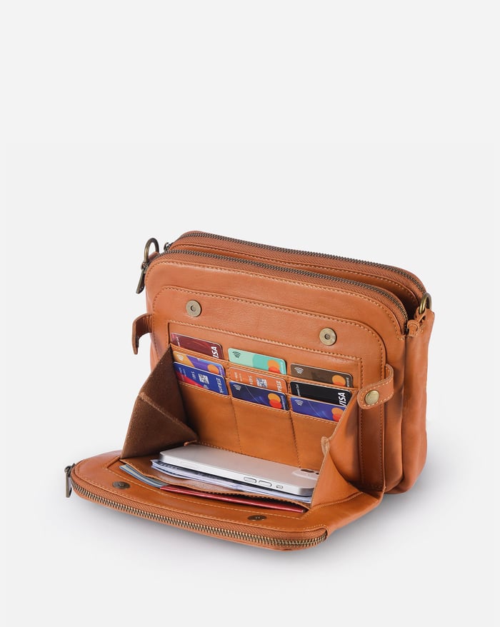 Felicity | Women's Sleek Three-Layer Leather Crossbody Bag