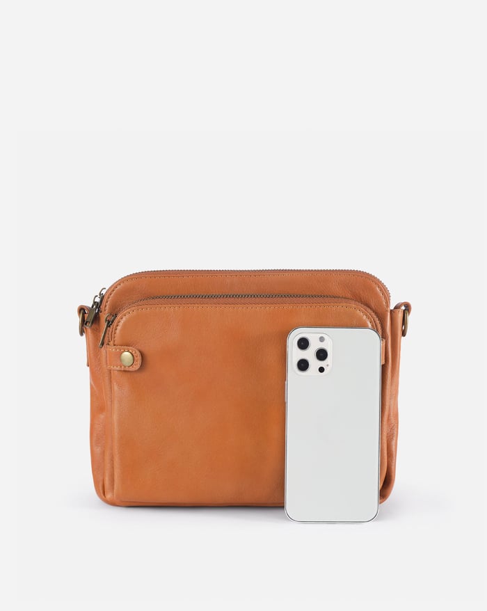 Felicity | Women's Sleek Three-Layer Leather Crossbody Bag