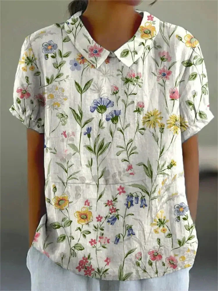 Maya | Women's Floral Print V-Neck Casual Summer Blouse