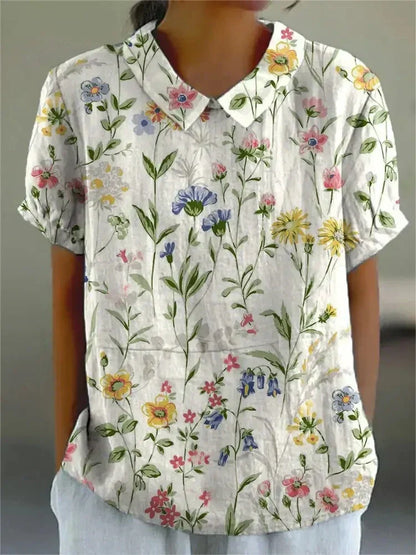 Maya | Women's Floral Print V-Neck Casual Summer Blouse