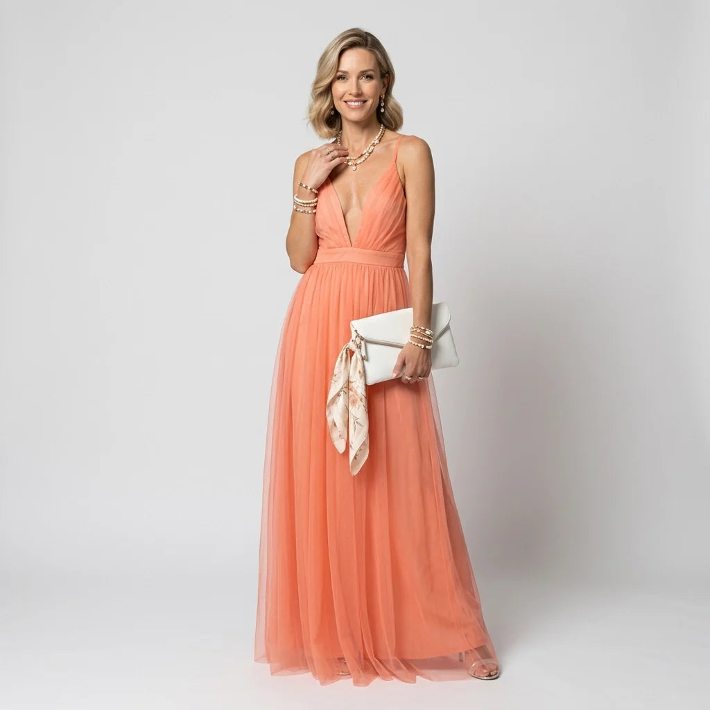 Frances | Women's Sleeveless Deep V-Neck Maxi Dress