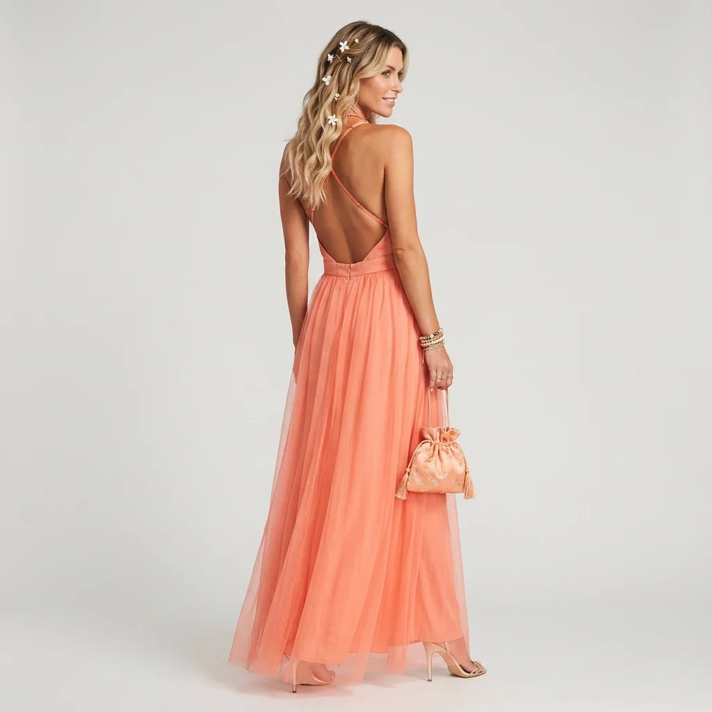 Frances | Women's Sleeveless Deep V-Neck Maxi Dress