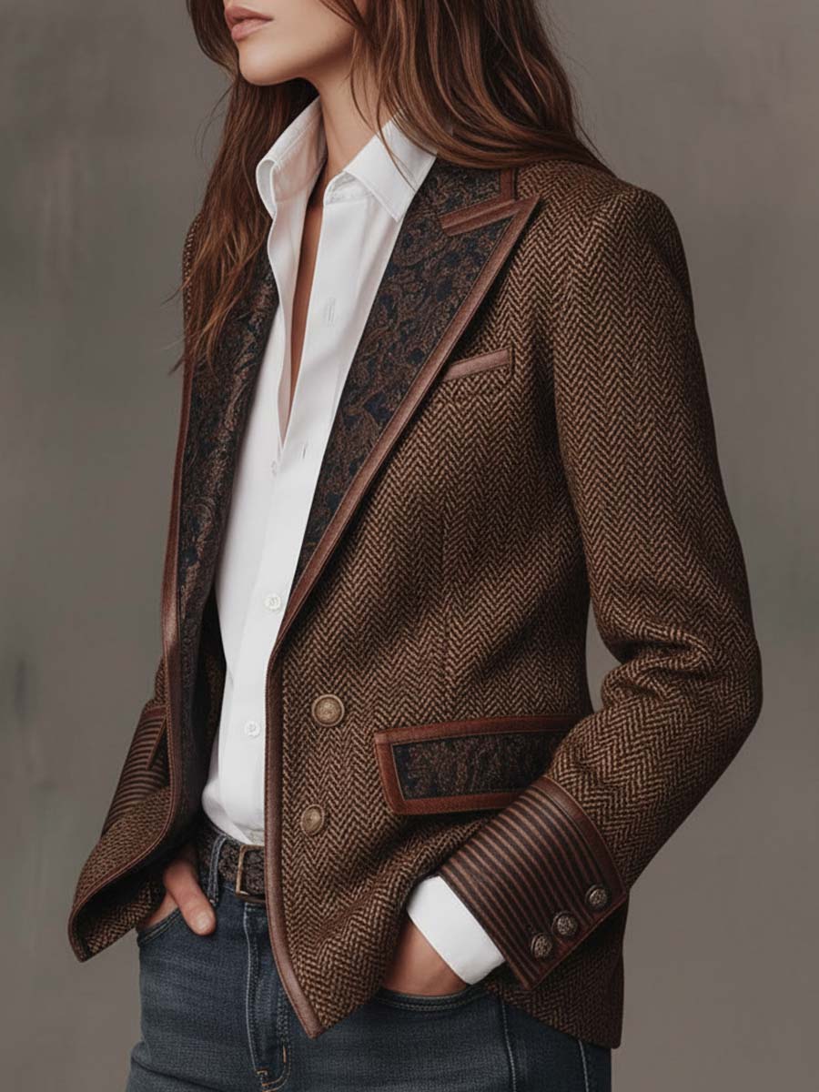 Frances | Women's Tailored Herringbone Tweed Blazer