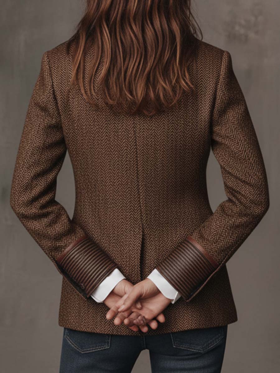 Frances | Women's Tailored Herringbone Tweed Blazer