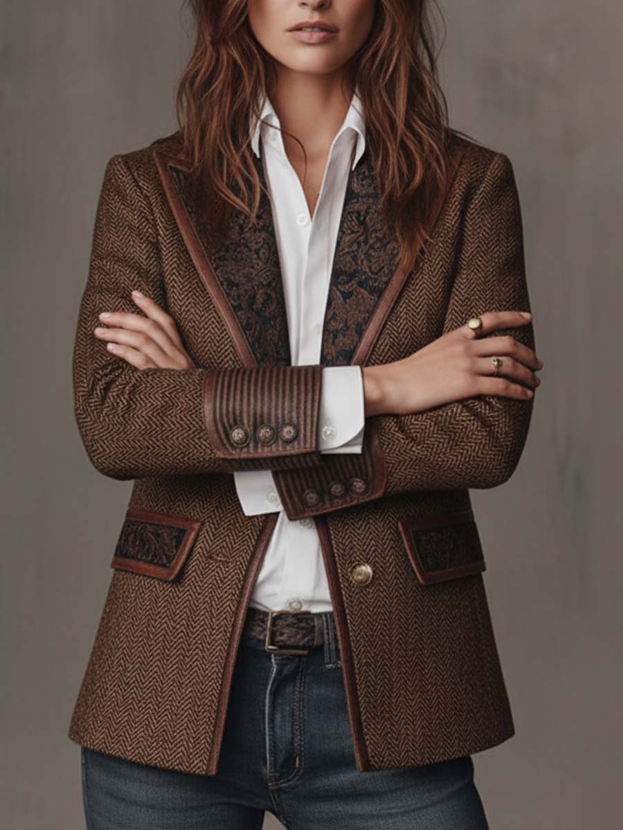 Frances | Women's Tailored Herringbone Tweed Blazer