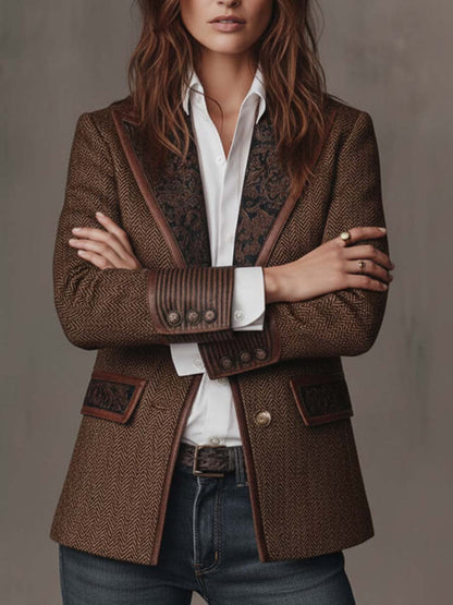 Frances | Women's Tailored Herringbone Tweed Blazer