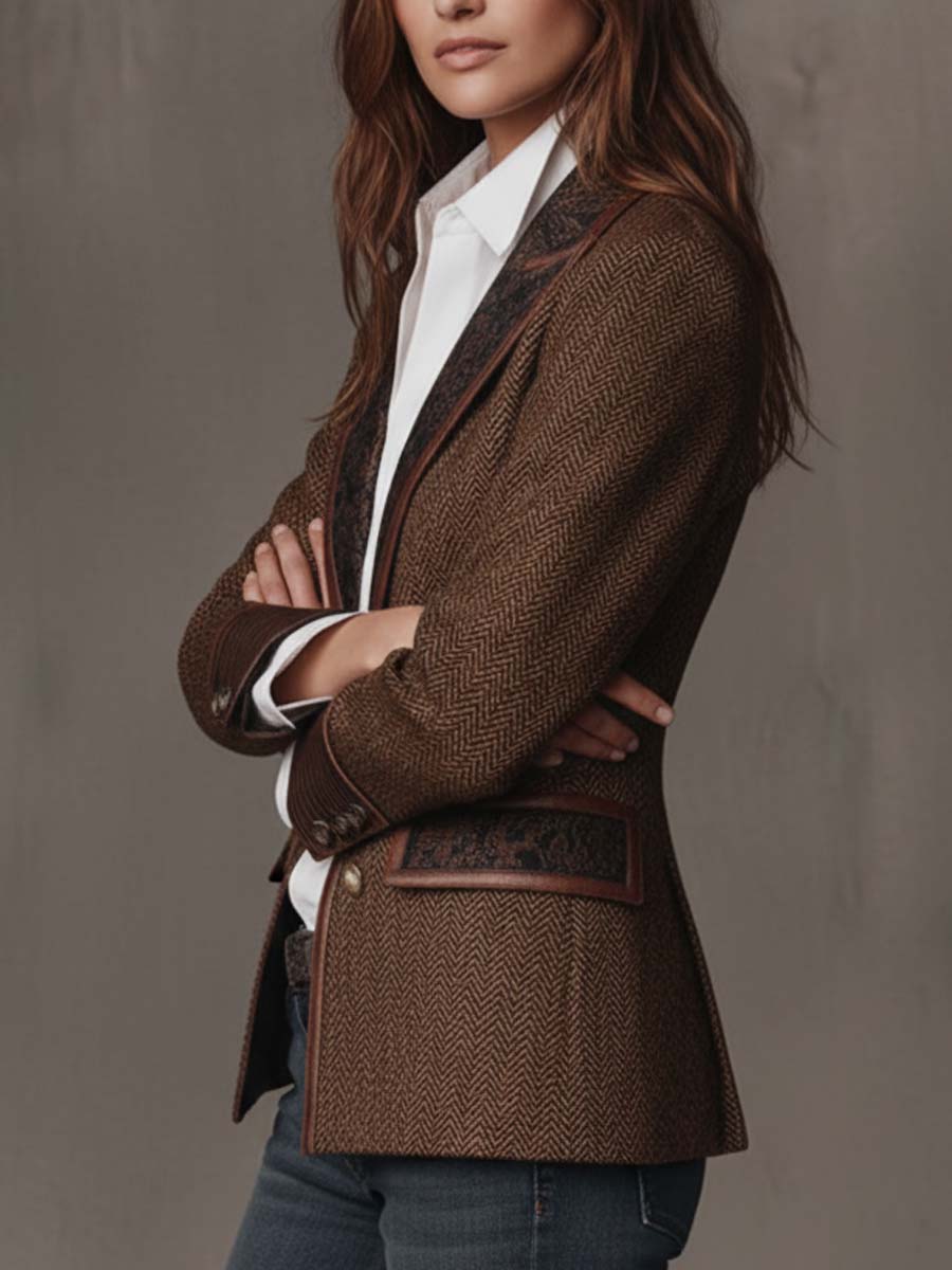 Frances | Women's Tailored Herringbone Tweed Blazer