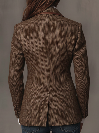 Frances | Women's Tailored Herringbone Tweed Blazer