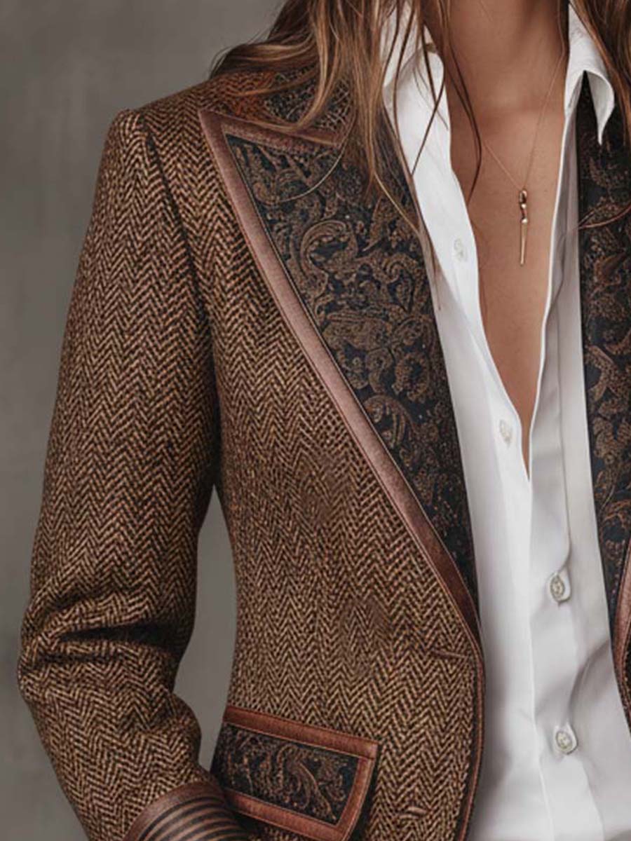 Frances | Women's Tailored Herringbone Tweed Blazer