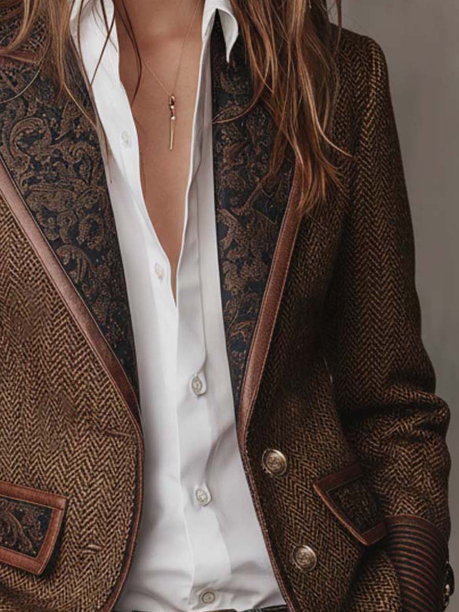 Frances | Women's Tailored Herringbone Tweed Blazer