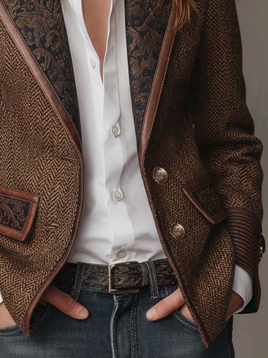 Frances | Women's Tailored Herringbone Tweed Blazer