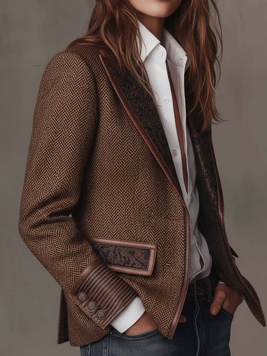 Frances | Women's Tailored Herringbone Tweed Blazer