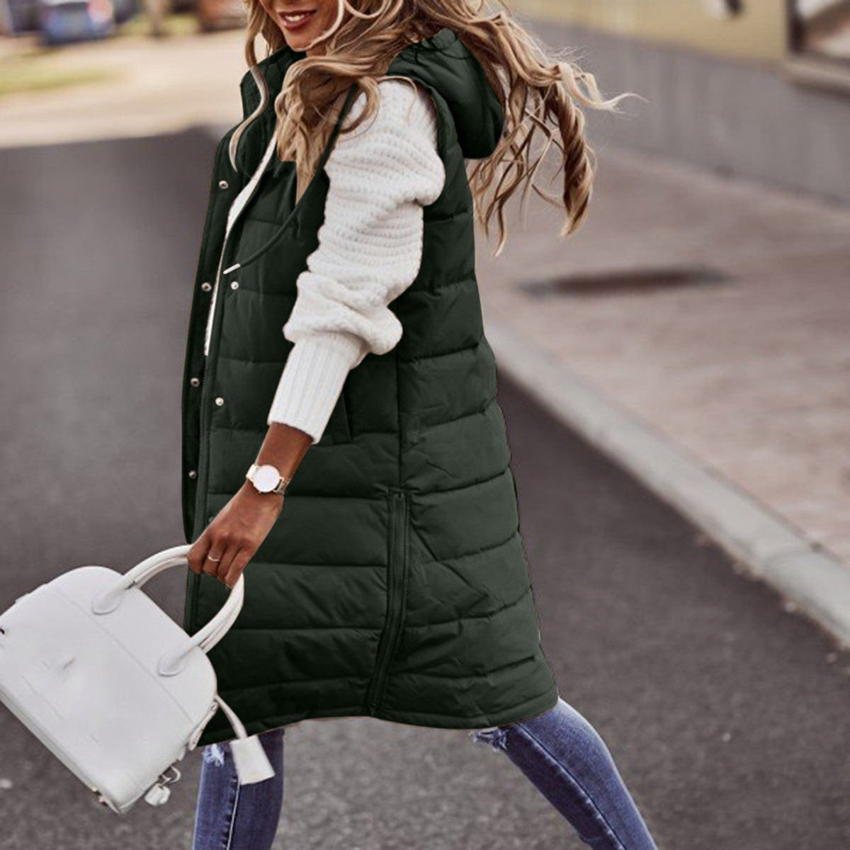 Georgia | Women's Long Hooded Quilted Bodywarmer