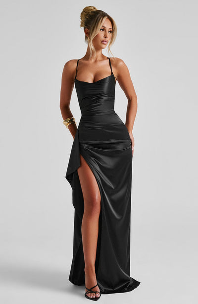 Gemma | Women's Ruched Satin Evening Dress