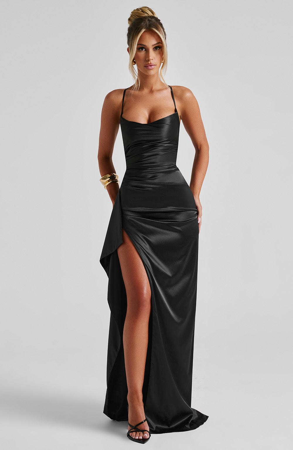 Gemma | Women's Ruched Satin Evening Dress