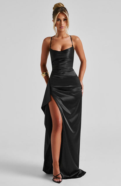 Gemma | Women's Ruched Satin Evening Dress
