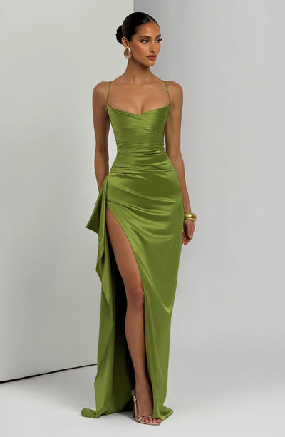 Gemma | Women's Ruched Satin Evening Dress