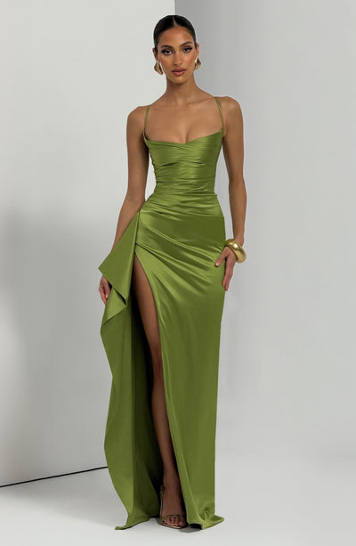 Gemma | Women's Ruched Satin Evening Dress