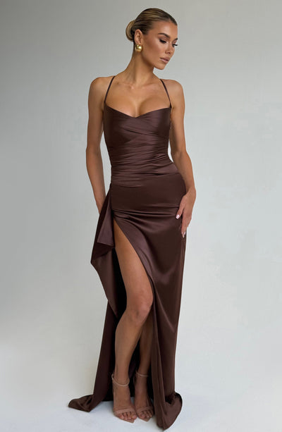 Gemma | Women's Ruched Satin Evening Dress