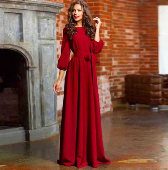 Elisa | Women's Long Sleeve Wedding Guest Maxi Dress
