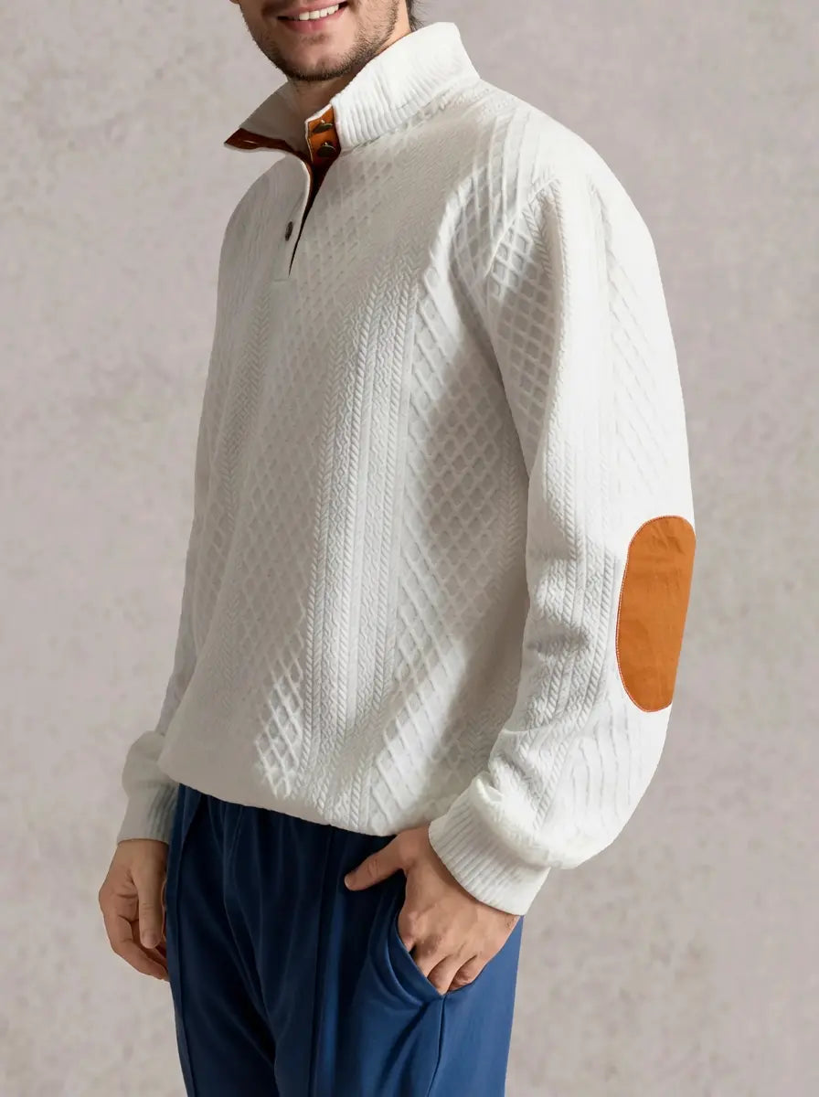 Thomas | Men's Button Collar Cable Knit Sweater