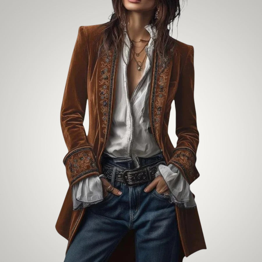 Piper | Women's Sophisticated Velvet Zip-Up Blazer
