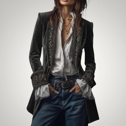 Piper | Women's Sophisticated Velvet Zip-Up Blazer