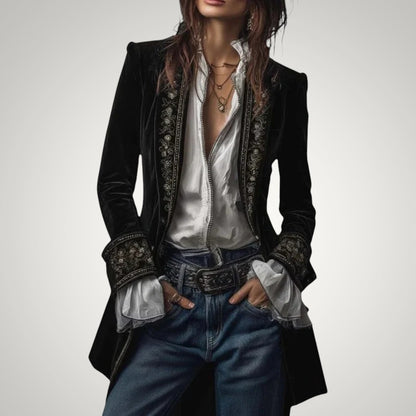 Piper | Women's Sophisticated Velvet Zip-Up Blazer