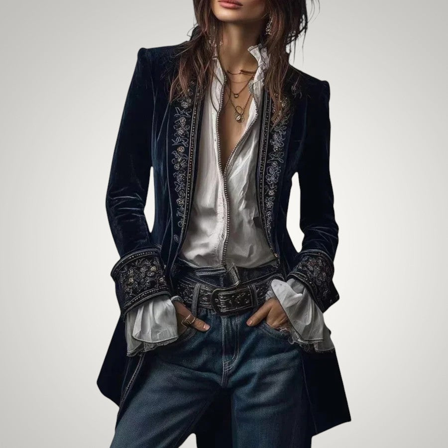 Piper | Women's Sophisticated Velvet Zip-Up Blazer
