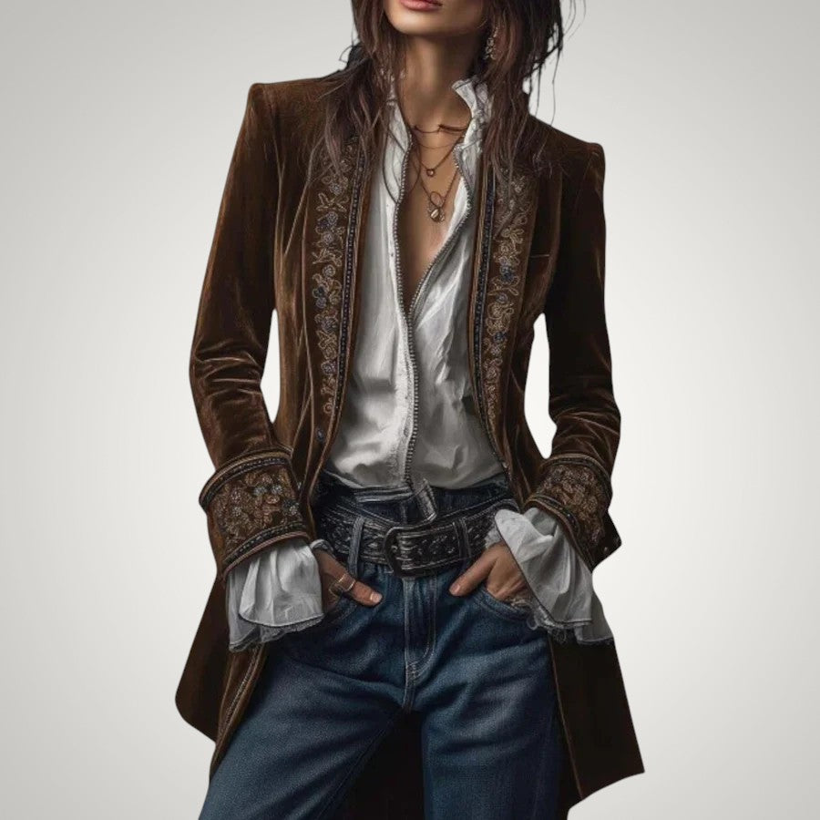 Piper | Women's Sophisticated Velvet Zip-Up Blazer