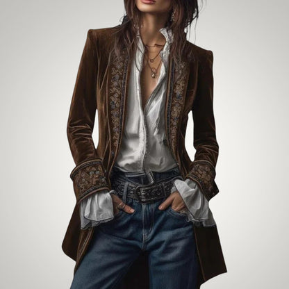 Piper | Women's Sophisticated Velvet Zip-Up Blazer