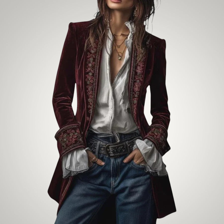 Piper | Women's Sophisticated Velvet Zip-Up Blazer