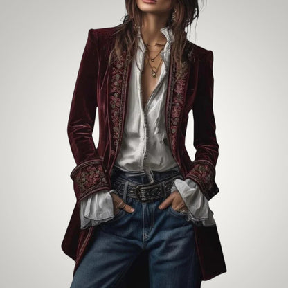 Piper | Women's Sophisticated Velvet Zip-Up Blazer
