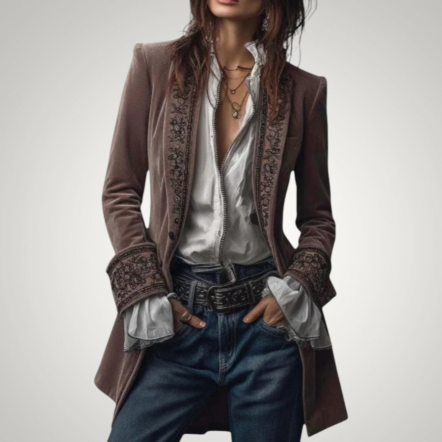 Piper | Women's Sophisticated Velvet Zip-Up Blazer