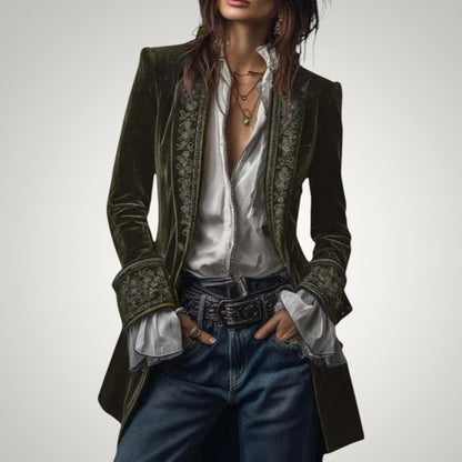 Piper | Women's Sophisticated Velvet Zip-Up Blazer