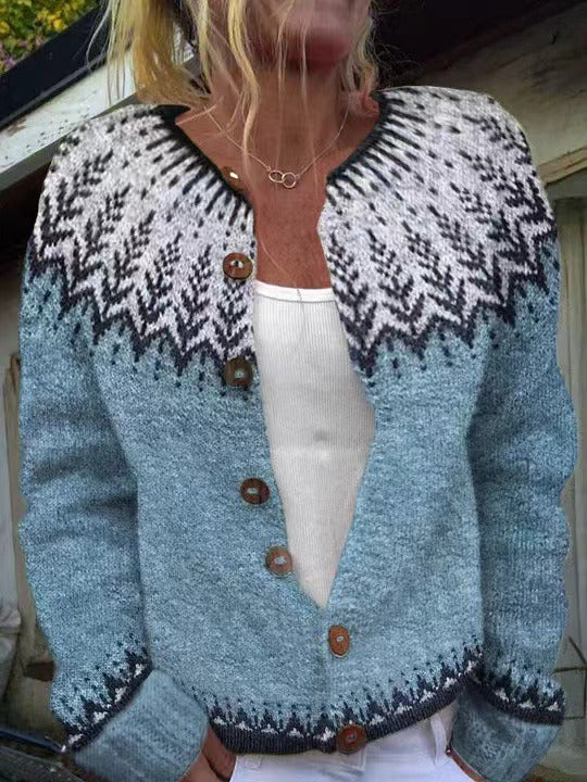 Imogen | Women's Fair Isle Knitted Cardigan with Buttons