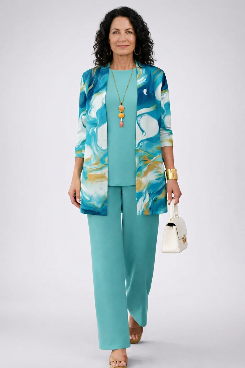 Isla | Women's Printed Open-Front Cardigan