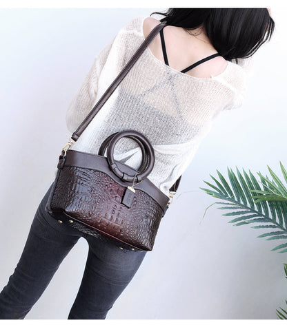 Jane | Women's Structured Croc-Embossed Classic Everyday Handbag