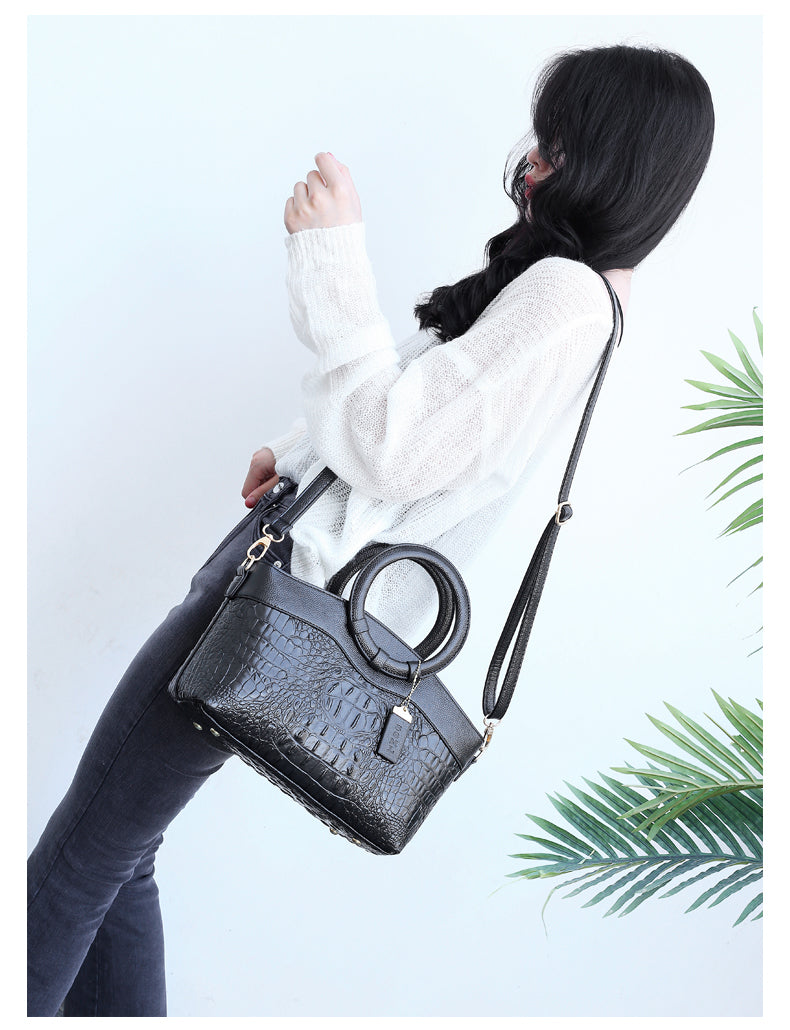 Jane | Women's Structured Croc-Embossed Classic Everyday Handbag