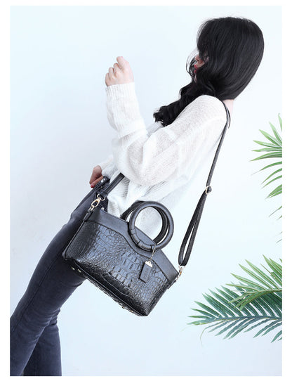 Jane | Women's Structured Croc-Embossed Classic Everyday Handbag